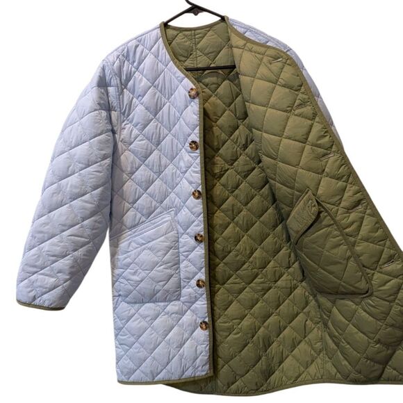 J.Crew Women's XS Reversible Greenwich Quilted Puffer Lightweight Jacket w/ Belt - Picture 10 of 12